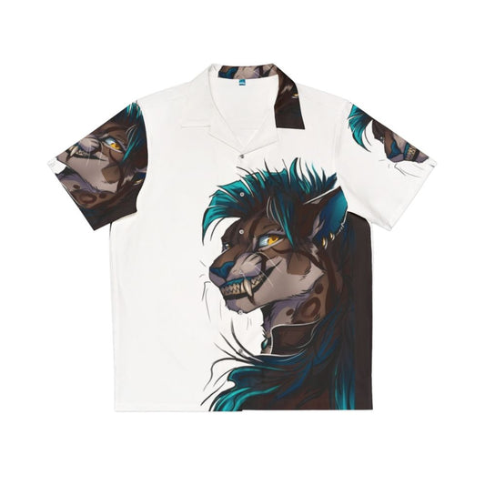 Vibrant Caracal Hawaiian Shirt with Cat Print Design