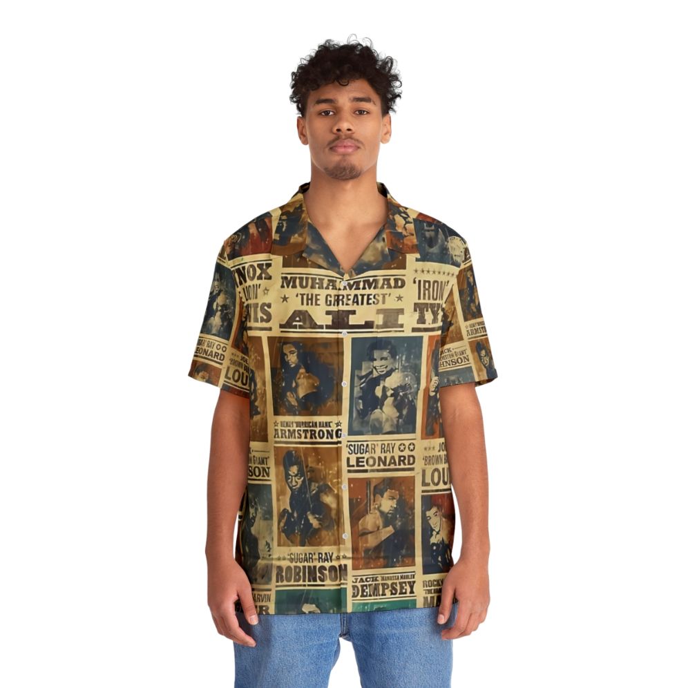 Retro Champion Of The World Boxing Poster Hawaiian Shirt - People Front