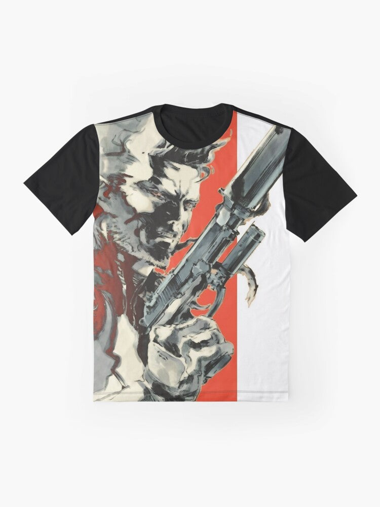 Retro Snake Metal Gear Solid Graphic T-Shirt for Gamers - Flat lay