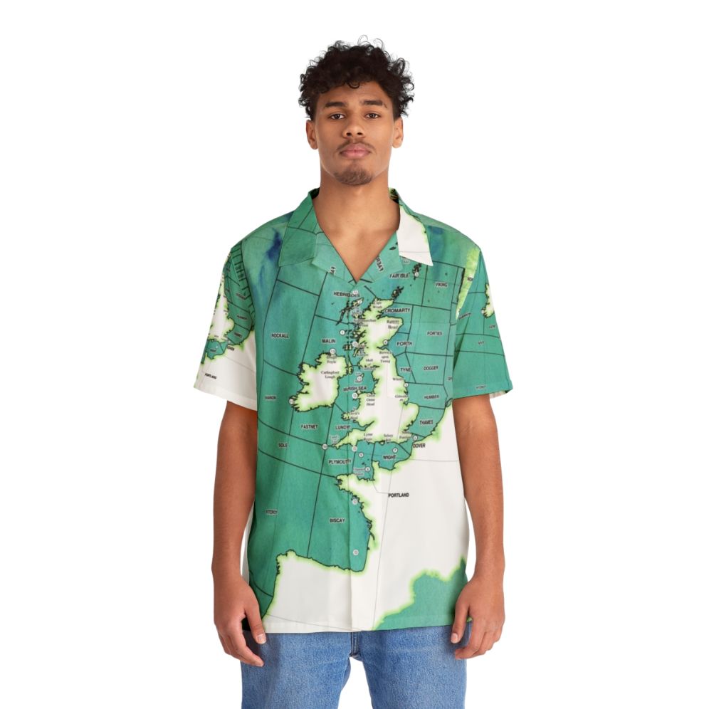 Weathermap Inspired Hawaiian Shirt with Shipping Forecast Design - People Front