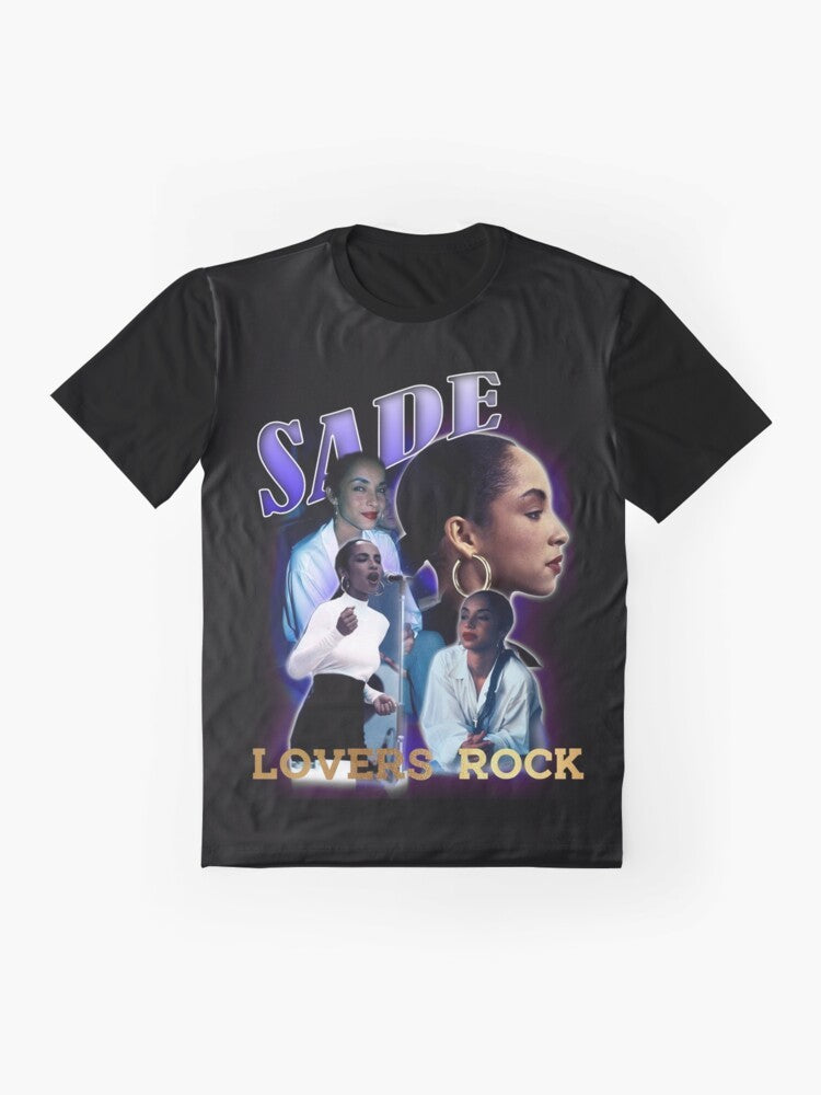 Vintage-style Sade bootleg graphic t-shirt with retro R&B and hip hop inspired design. - Flat lay