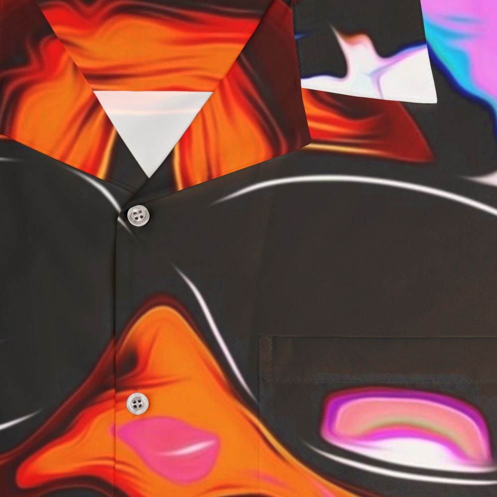 Stevie Wonder Inspired Hawaiian Shirt with Pop Art Portrait - Detail