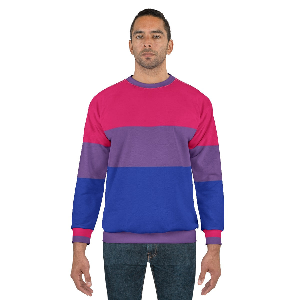 Bisexual pride flag sweatshirt with rainbow colors - men