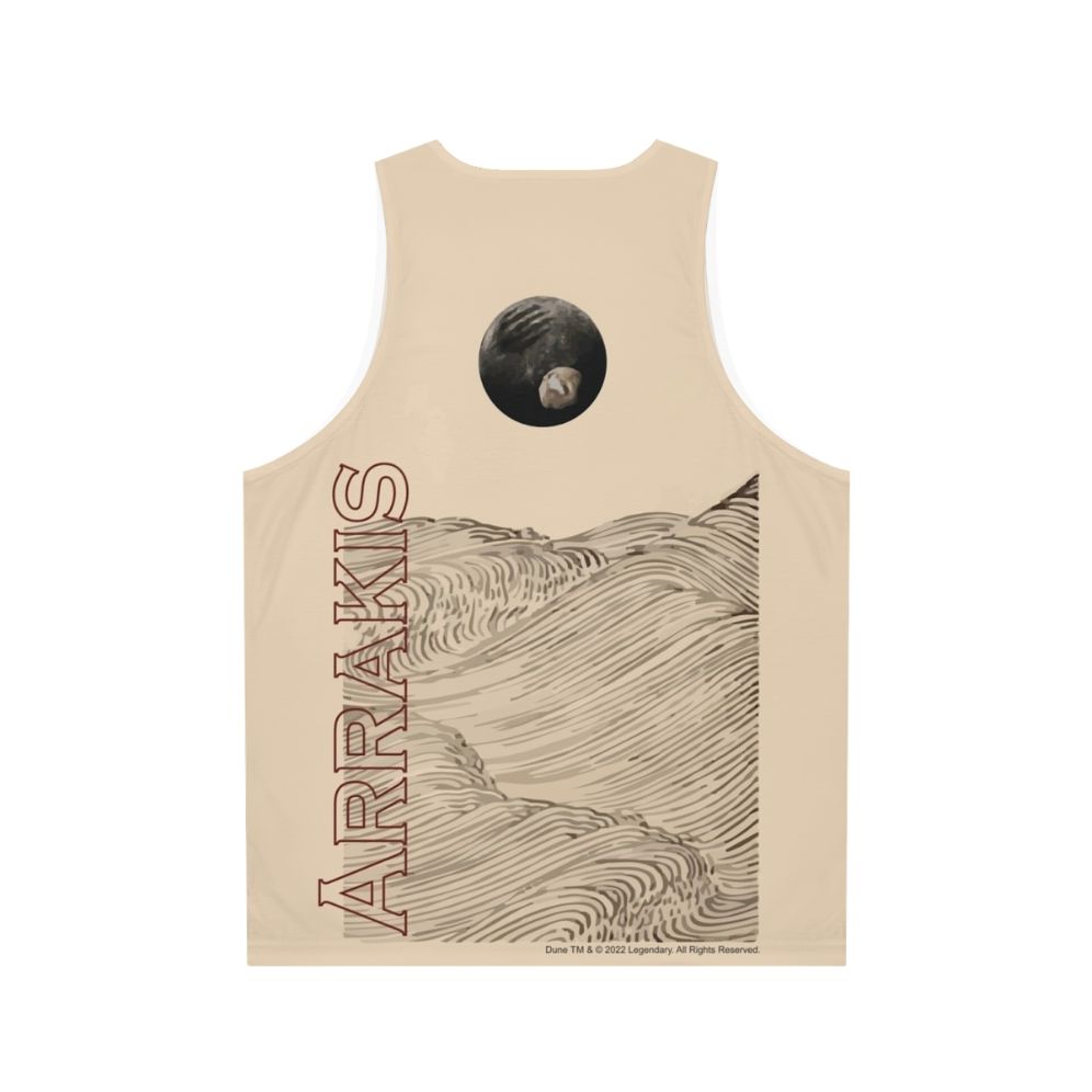 Dune inspired unisex tank top with desert landscape design - Back