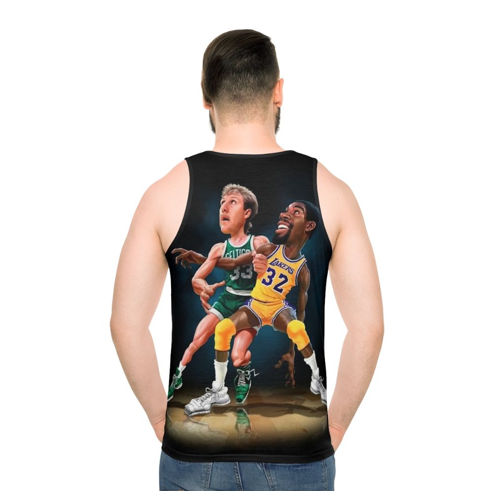 Unisex basketball vintage graphic tank top - men back