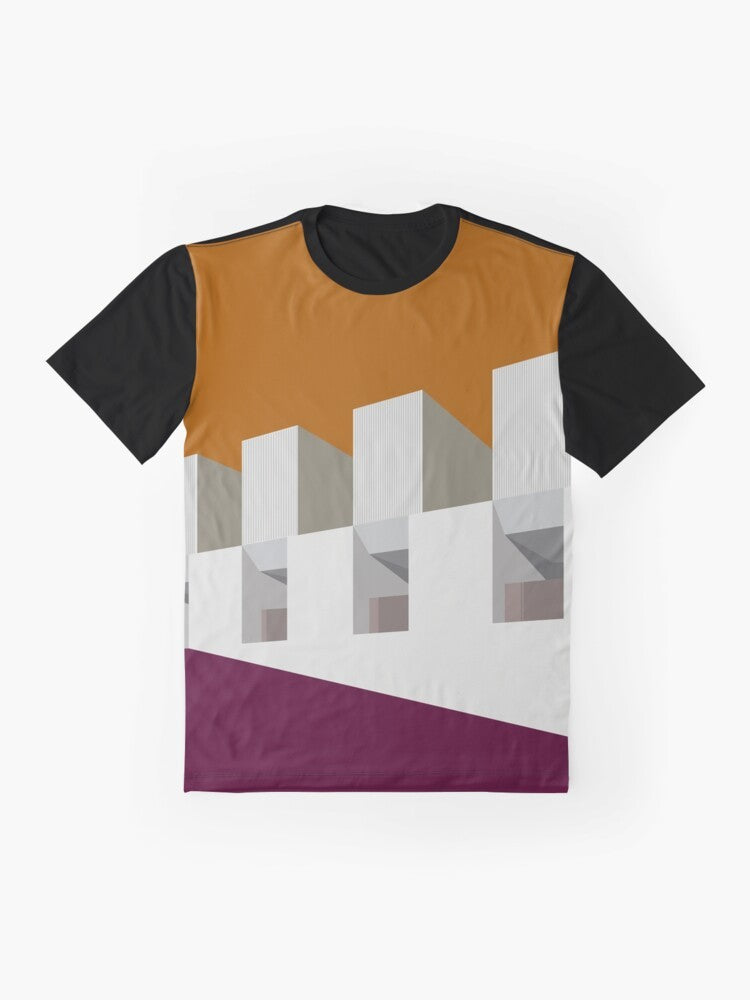 Modernist architecture abstract graphic design t-shirt - Flat lay