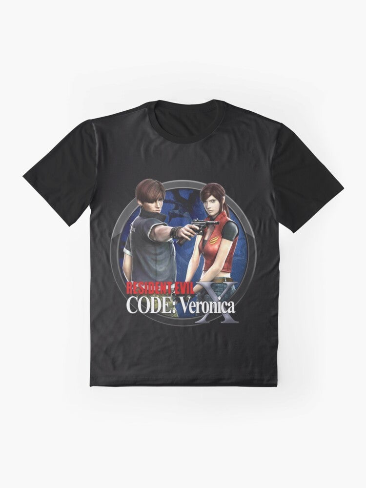 Resident Evil: CODE Veronica X graphic t-shirt featuring Claire Redfield, a classic survival horror video game character - Flat lay