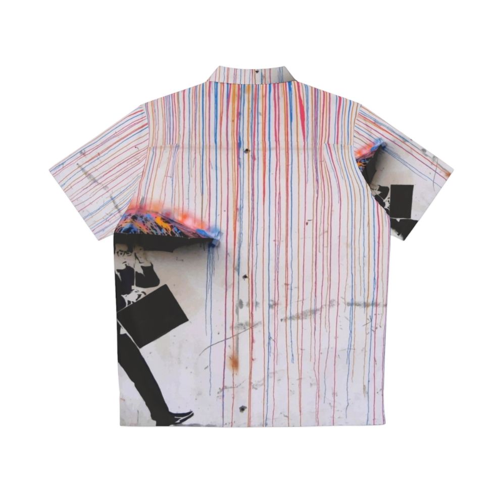 Banksy Rainbow Umbrella Hawaiian Shirt - Back