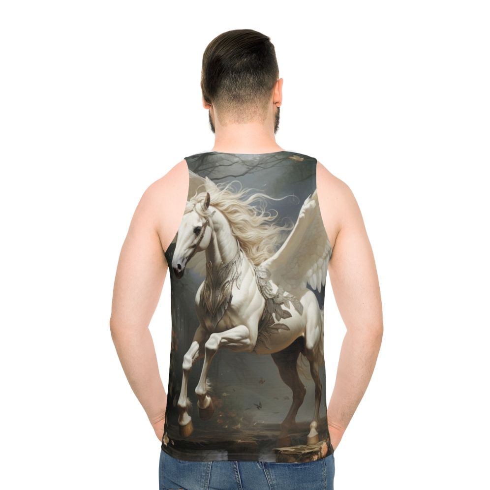 Unisex tank top with enchanting pegasus design - men back