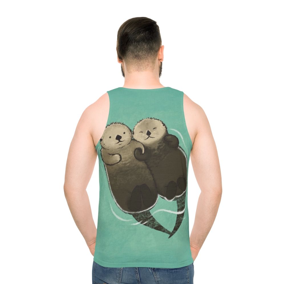 Otters Holding Hands Unisex Tank Top - men back