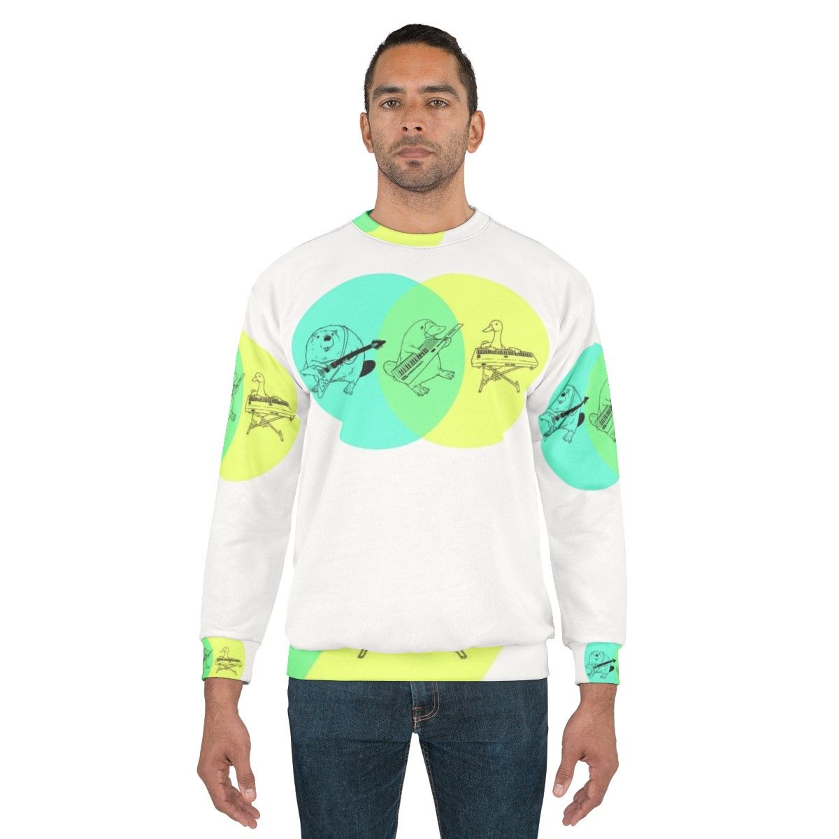 Quirky Keytar Platypus Venn Diagram Sweatshirt - men