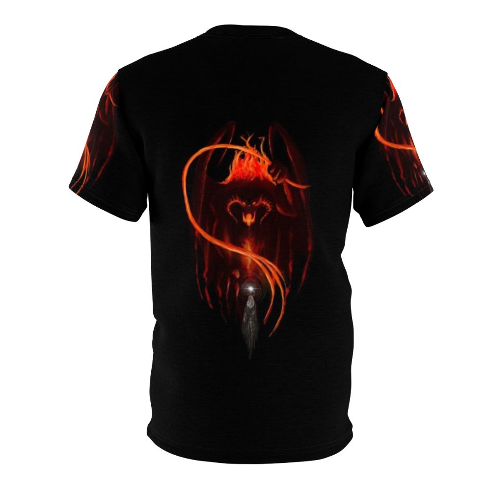 Balrog fantasy t-shirt with dark, epic imagery inspired by Lord of the Rings - Back