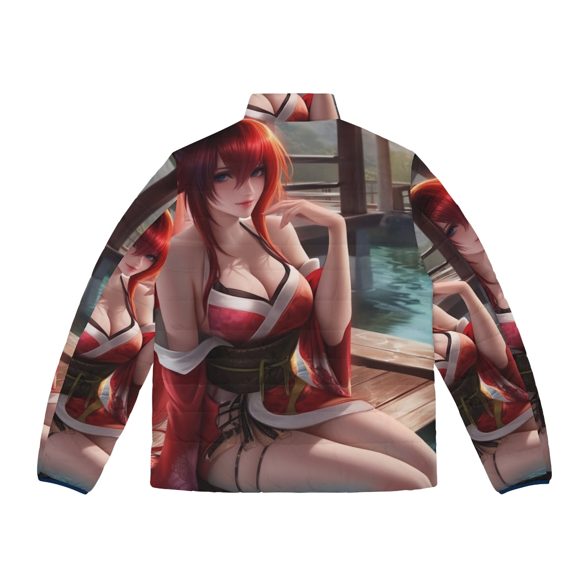 Rias Gremory puffer jacket with anime-inspired design - Back