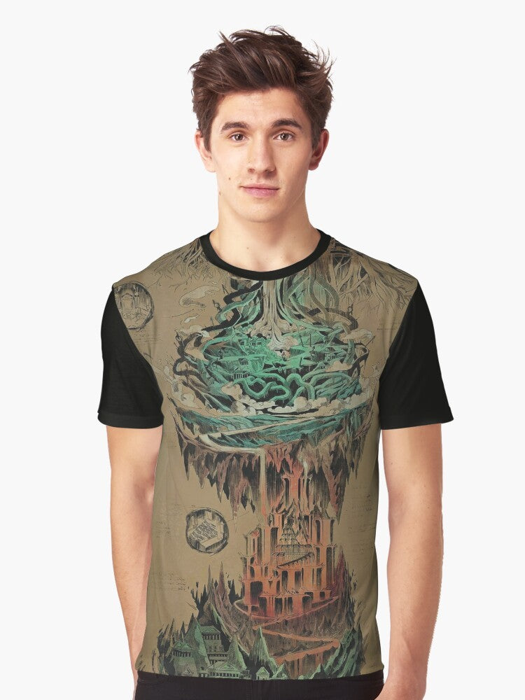 Hades Underworld Graphic T-Shirt featuring the design of Zagreus, the protagonist from the Supergiant video game Hades - Men