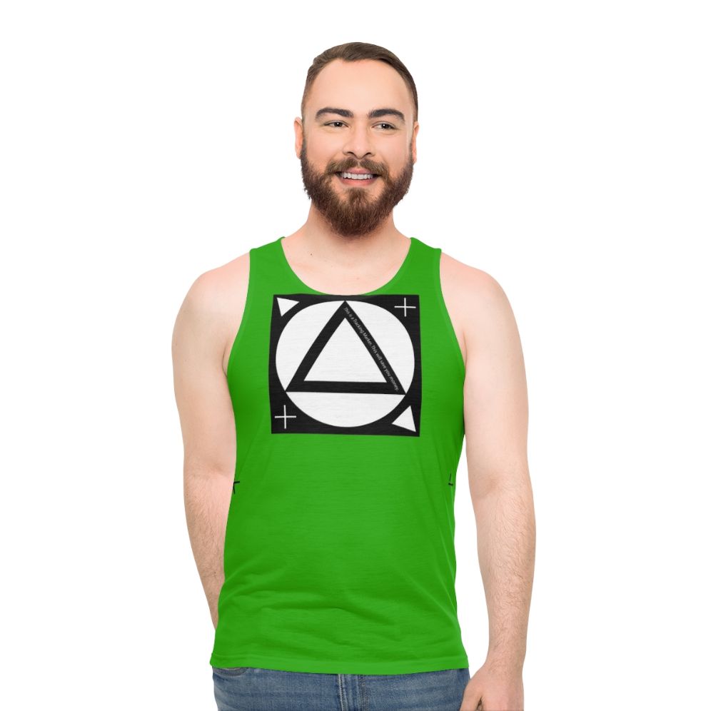 Unisex tank top with tracking markers for visual effects and green screen filming - men