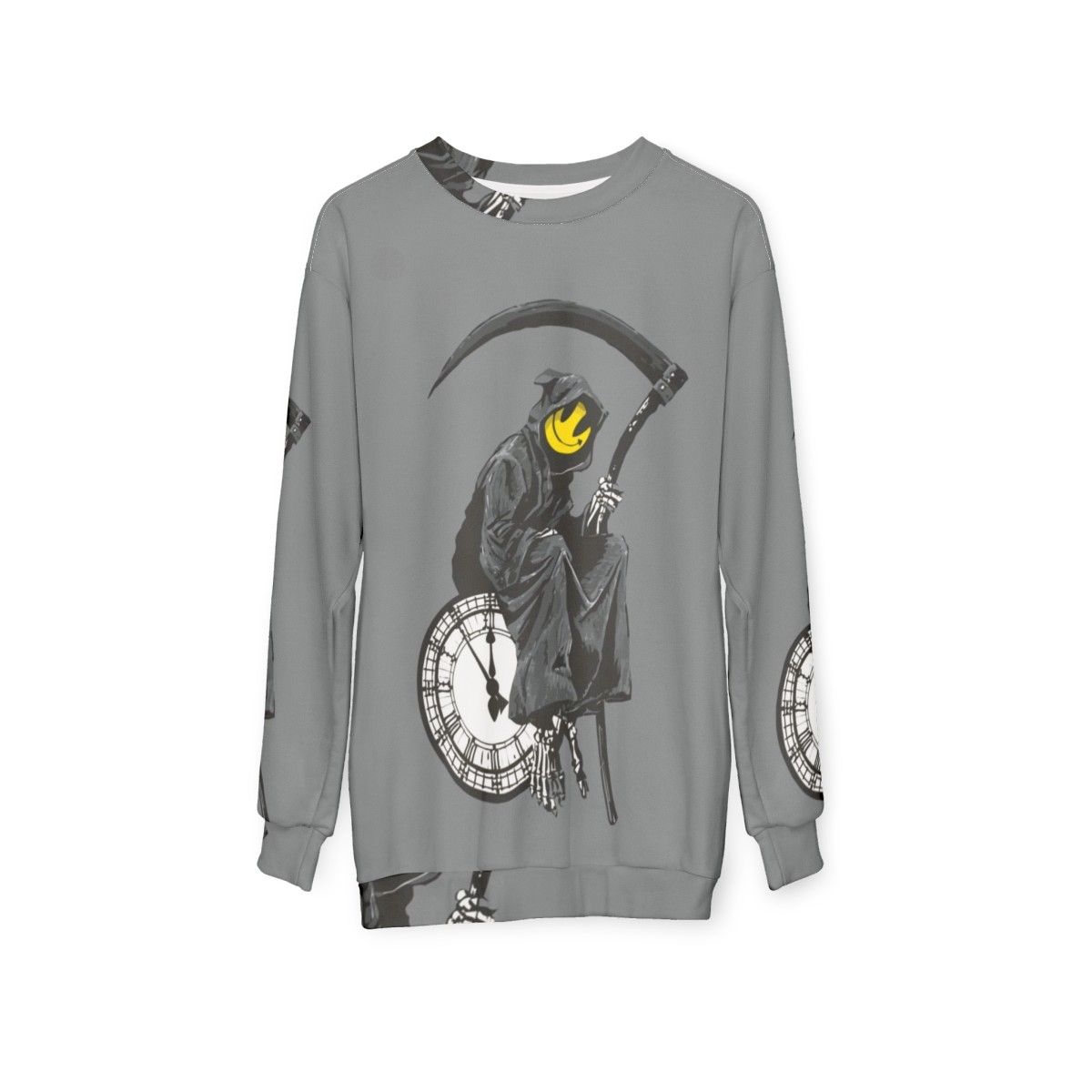 Banksy Grim Reaper Clock Sweatshirt - hanging