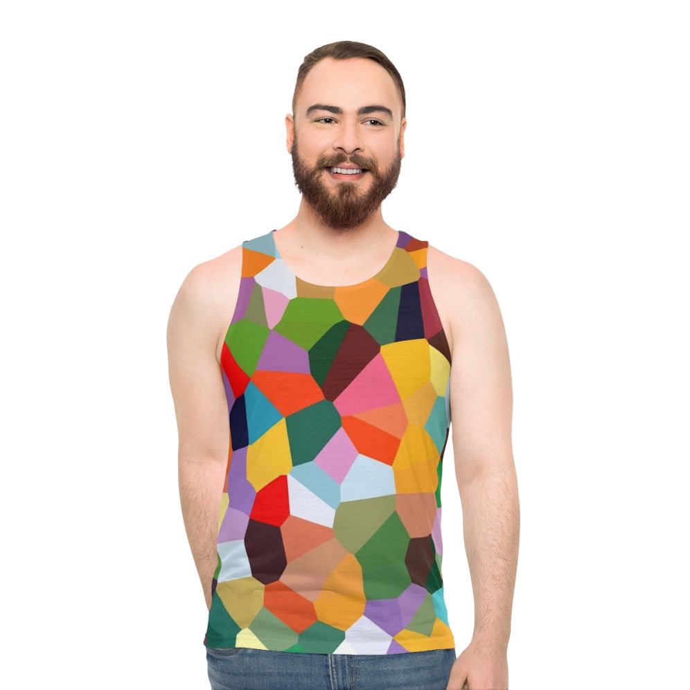 Voronoi Unisex Tank Top with Abstract Geometric Design - men