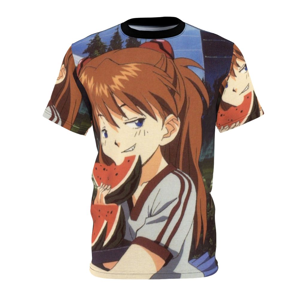 Smug anime character t-shirt with watermelon meme design