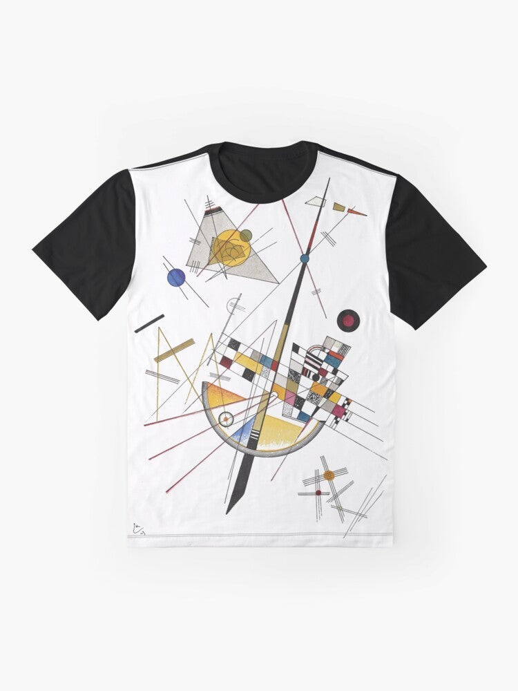 Wassily Kandinsky abstract art graphic t-shirt featuring the painting "Delicate Tension" - Flat lay