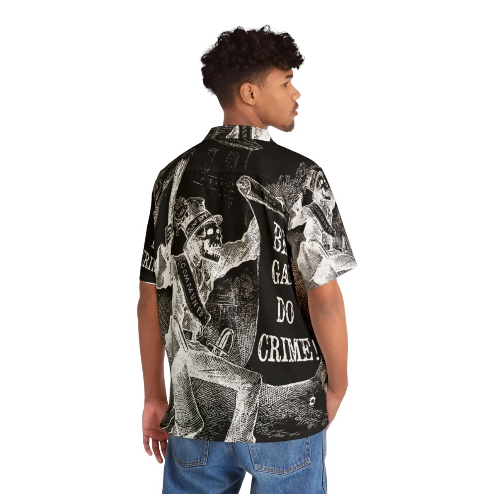 Black skeleton Hawaiian shirt with queer pride and anarchy design - People Back