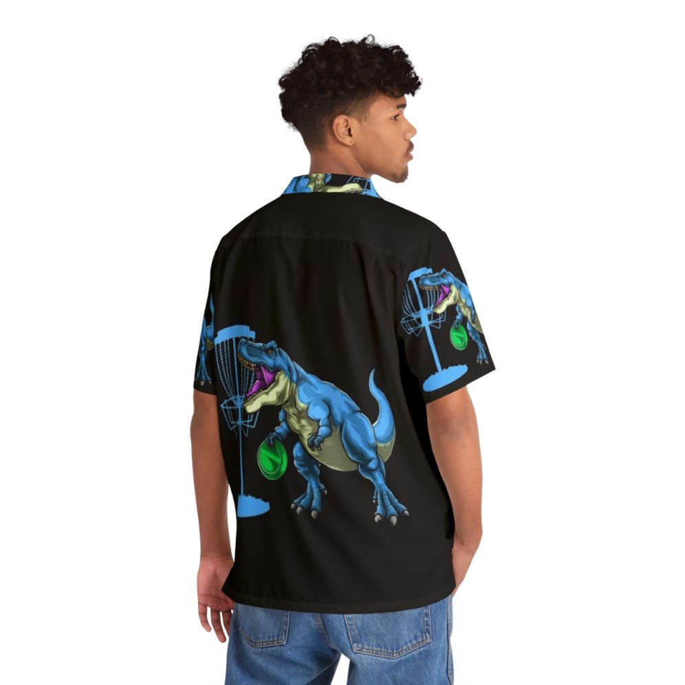 Disc Golfing Dinosaur Hawaiian Shirt - People Back