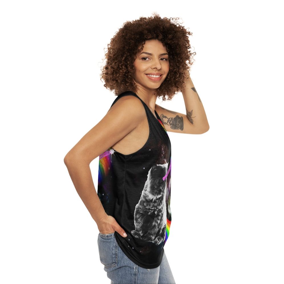 Cosmic cat in a galaxy tank top - women side