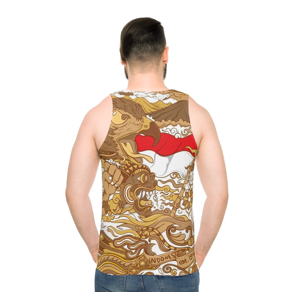 Unisex Indonesia tank top with Barong eagle design - men back