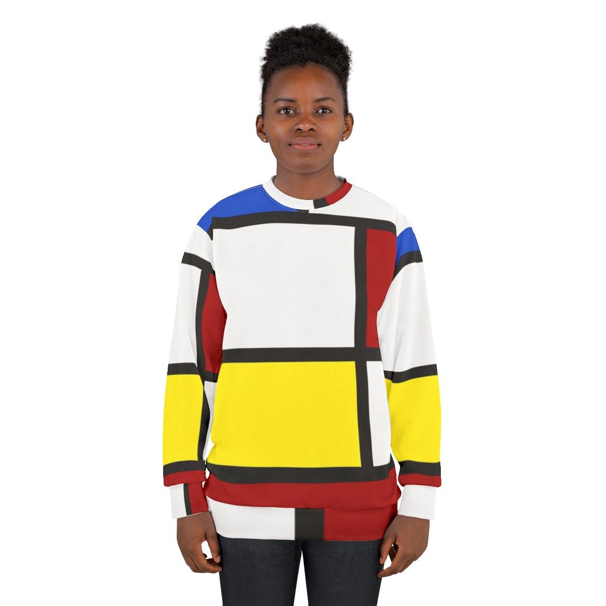 Retro 60s mod style sweatshirt in white, red, and yellow - women