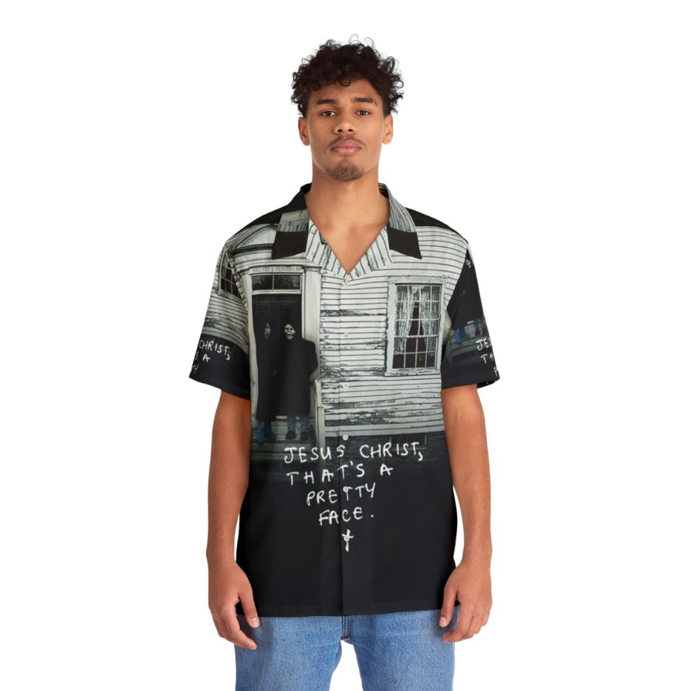 Anime-inspired Hawaiian shirt with a pastel aesthetic and grunge style design featuring Jesus Christ - Lifestyle