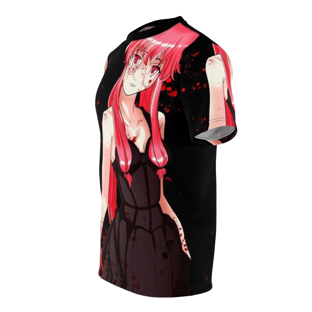 Bloody anime-inspired t-shirt featuring Yuno Gasai from the series Mirai Nikki - men left