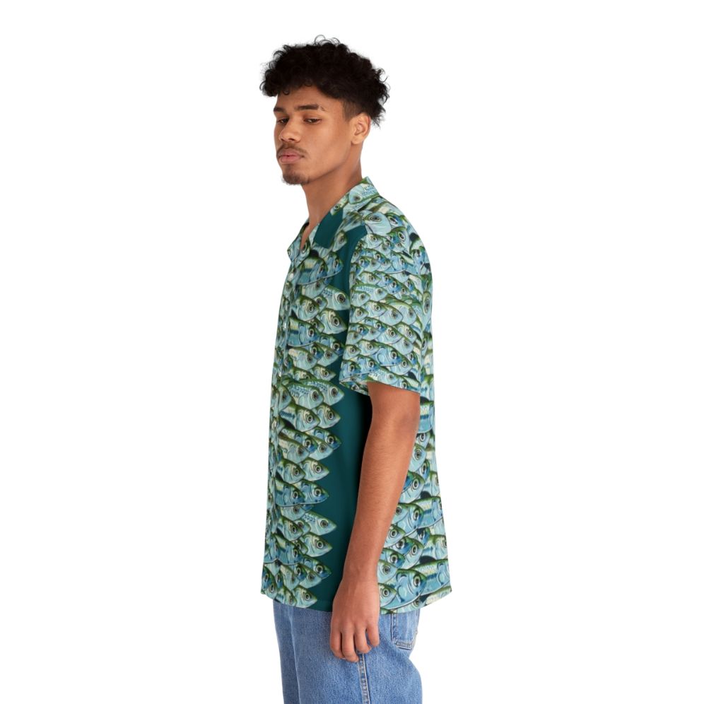 Bait Fish Green Backs Hawaiian Shirt with Fishing Themed Graphics - People Left