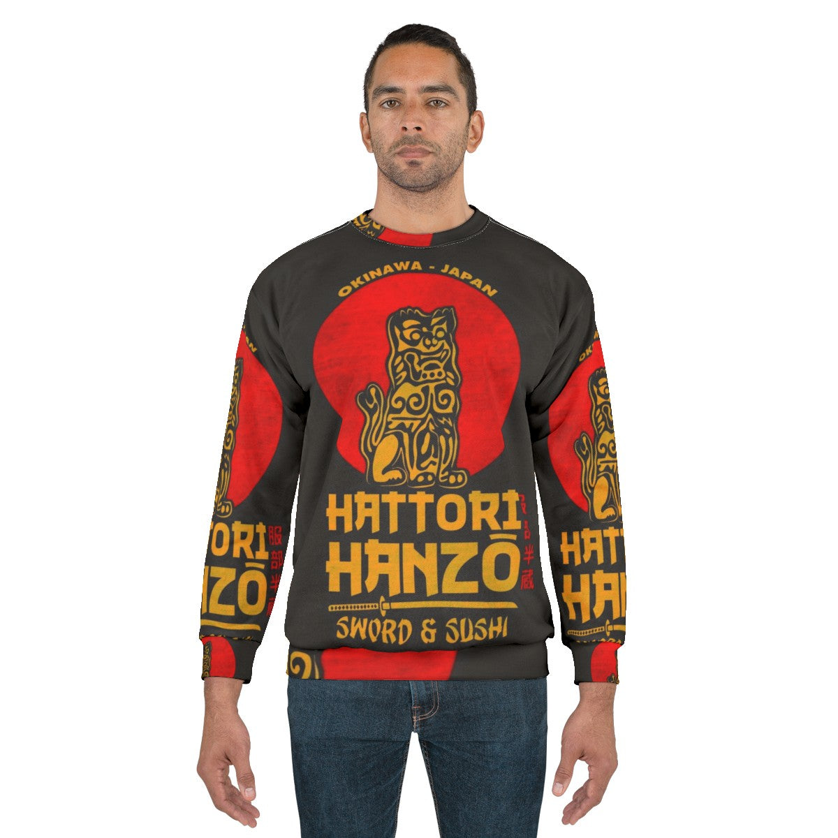 Hattori Hanzo inspired sweatshirt featuring Japanese samurai design - men