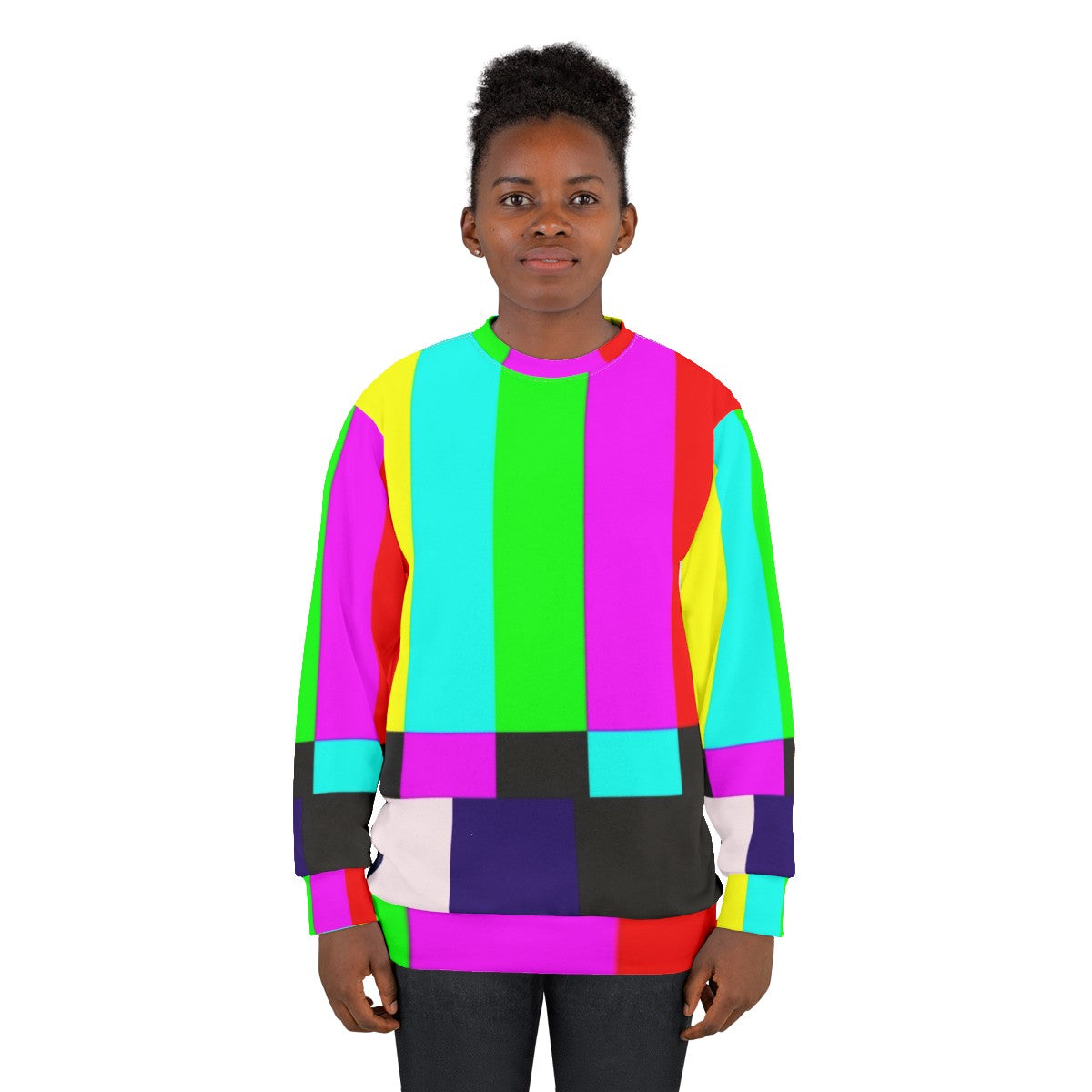 Retro no signal TV art print sweatshirt - women