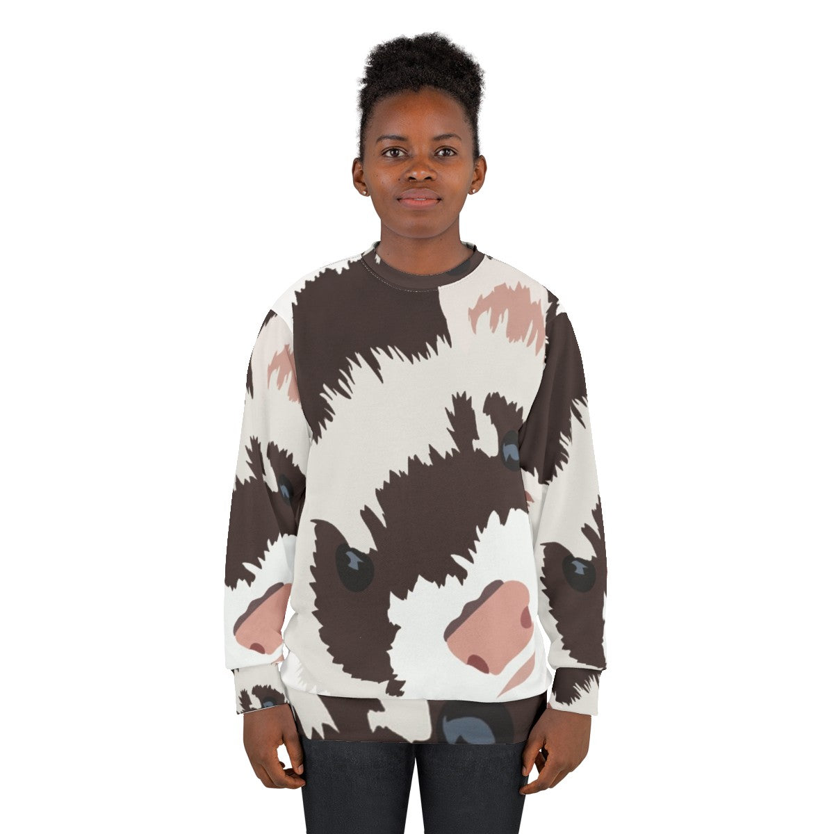 Ferret Head Sweatshirt featuring a vector design of a ferret's head - women