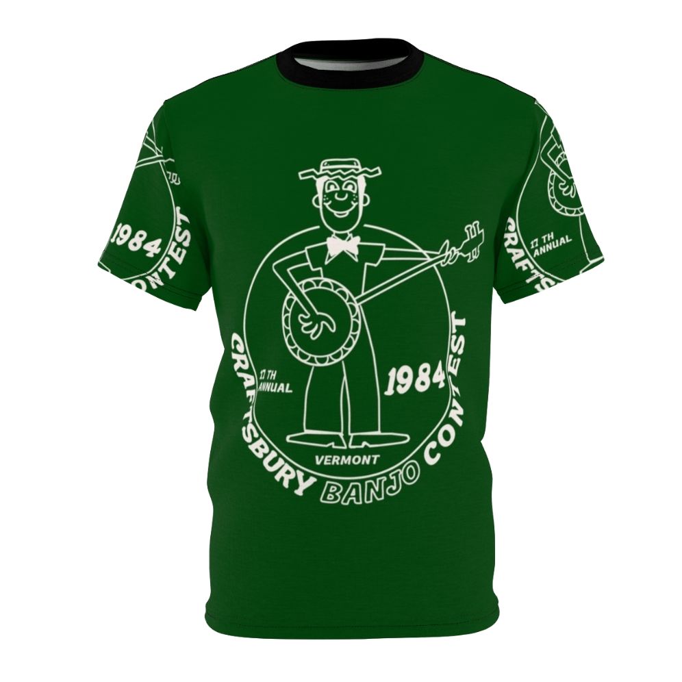 Retro 1980s style t-shirt with a banjo player and horror theme