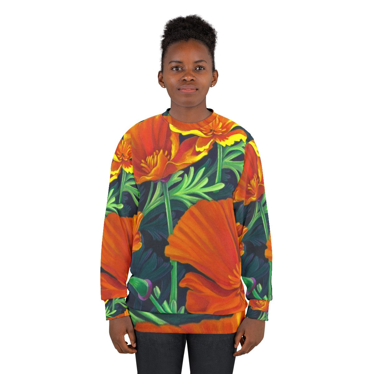 California poppies floral sweatshirt - women