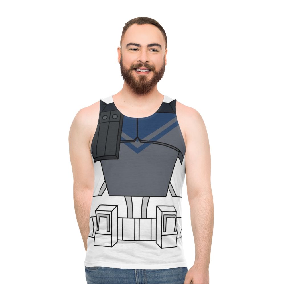 Unisex tank top with galactic armor design - men