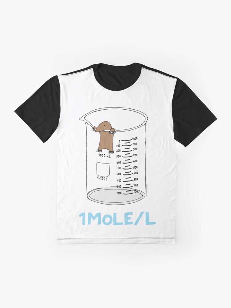 Chemistry mole and Avogadro's day graphic t-shirt for science enthusiasts - Flat lay