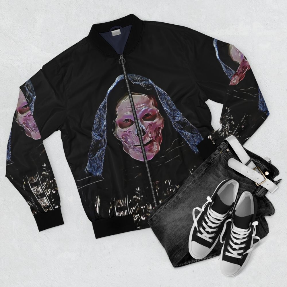 Skeletor Masters of the Universe 80s Retro Bomber Jacket - Flat lay