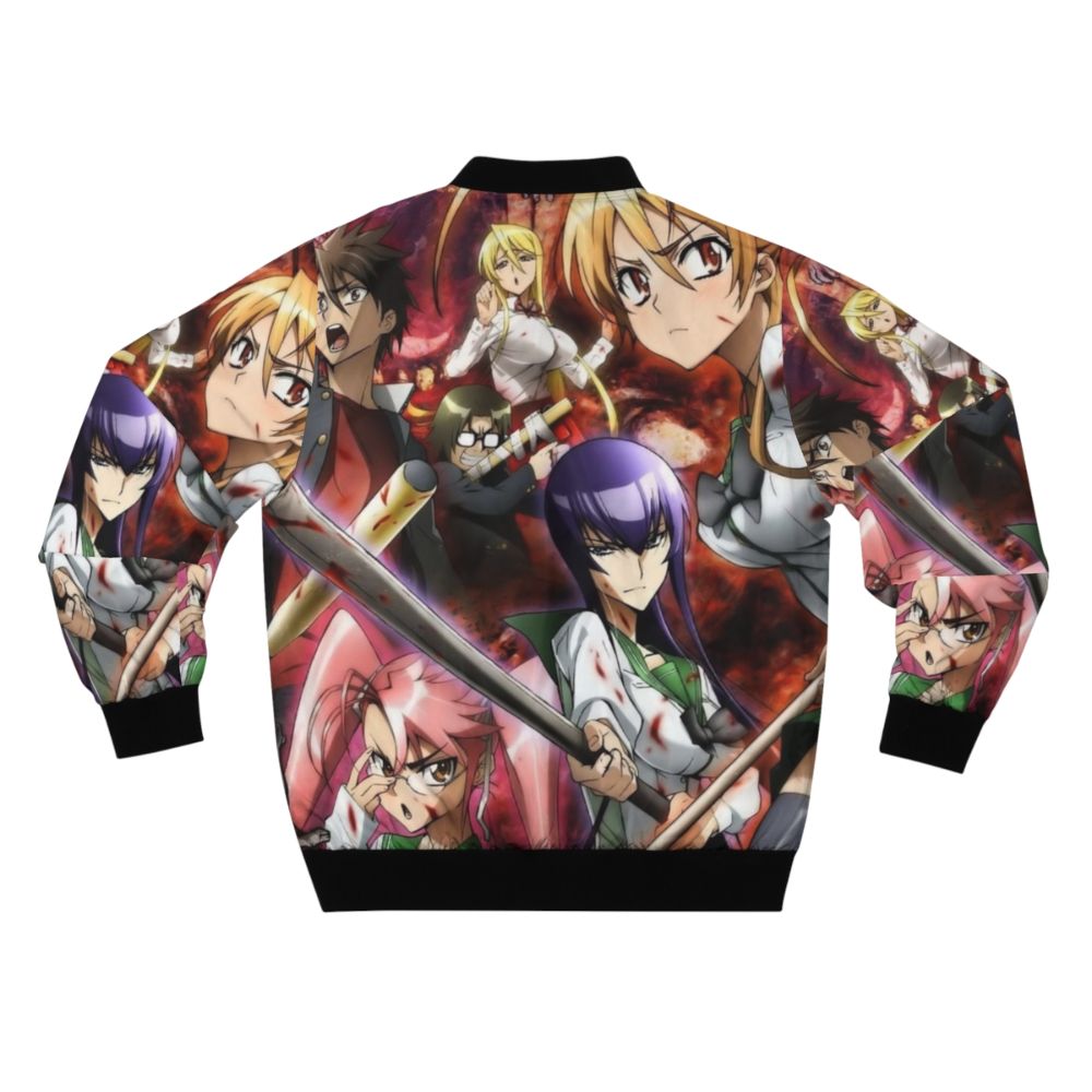 High School of The Dead anime-inspired bomber jacket featuring the main characters - Back