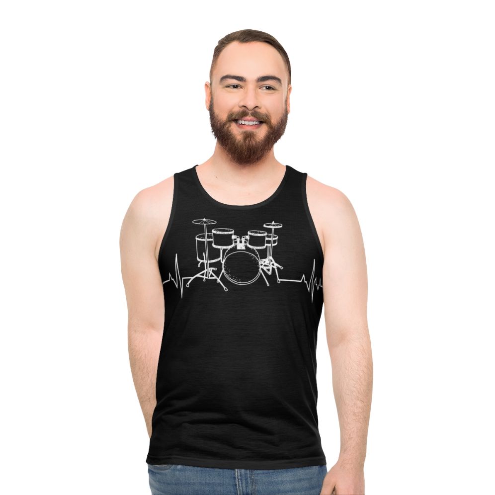 Unisex tank top with drums heartbeat graphic - men