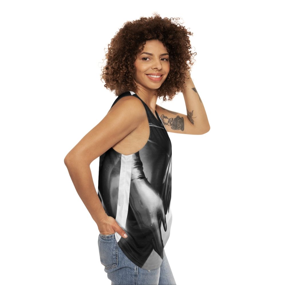 Unisex tank top with latex-inspired design - women side