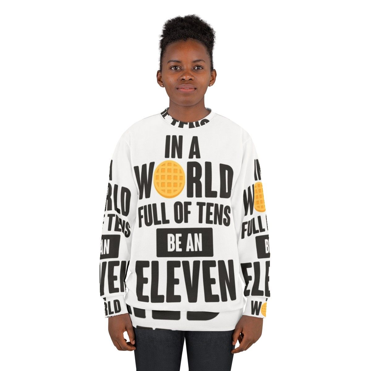 Eleven Waffle Print Sweatshirt for Stranger Things Fans - women