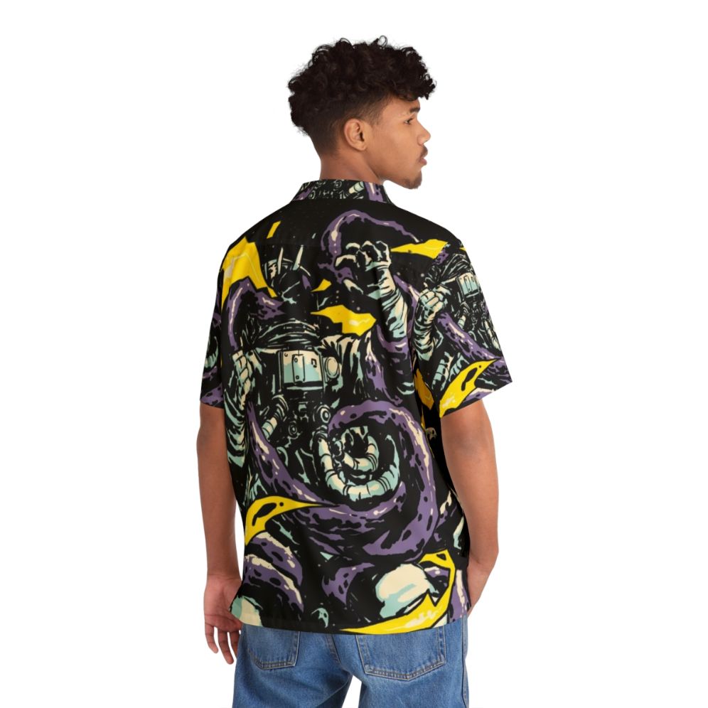 Interstellar Space Trap Hawaiian Shirt with Astronaut, Tentacles, and Alien Creature - People Back