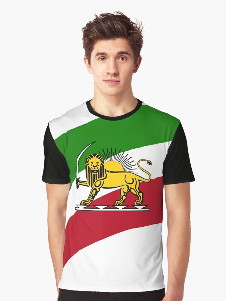 Iran flag with a Persian lion graphic design on a t-shirt - Men