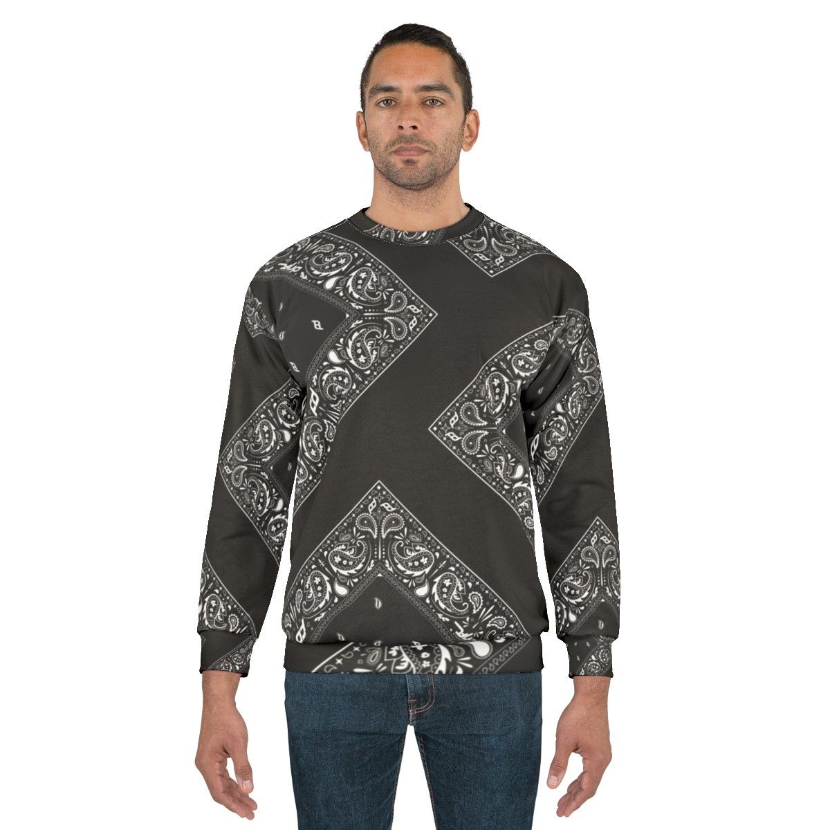 Bandana print graphic design on a cozy men's sweatshirt - men