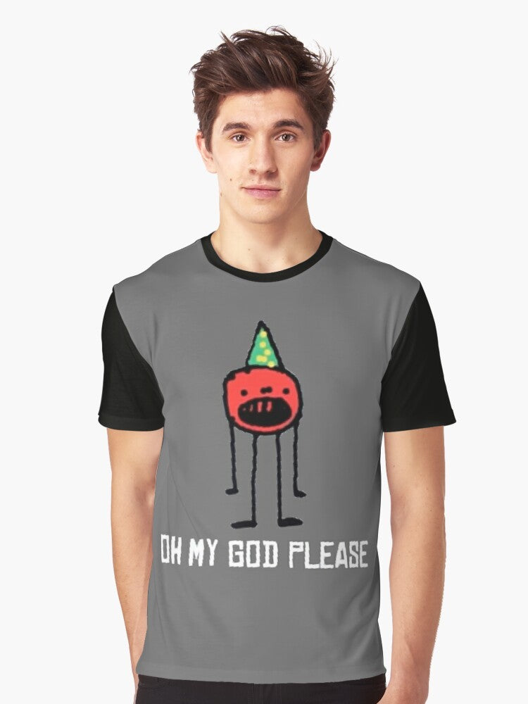 Ironic "OH MY GOD PLEASE" graphic t-shirt featuring CallMeCarson, a popular Twitch streamer and internet personality. - Men