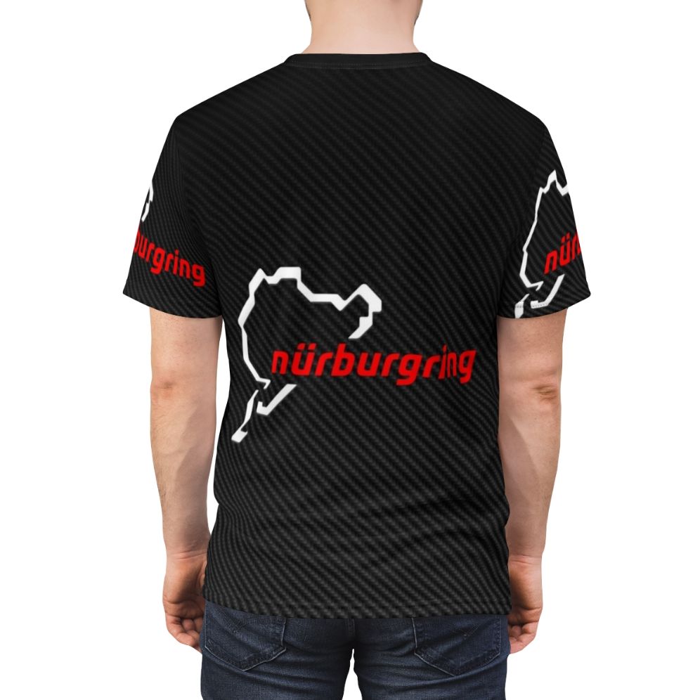 Carbon fiber inspired Nürburgring racing circuit AOP t-shirt - men back