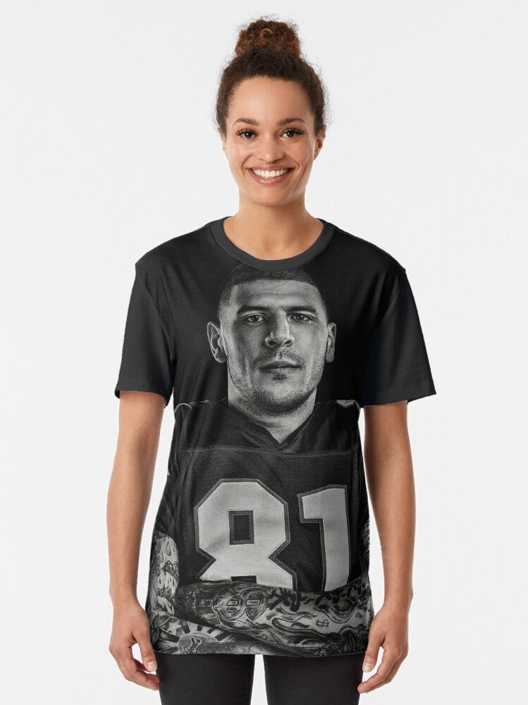 Aaron Hernandez NFL Football Graphic T-Shirt - Women