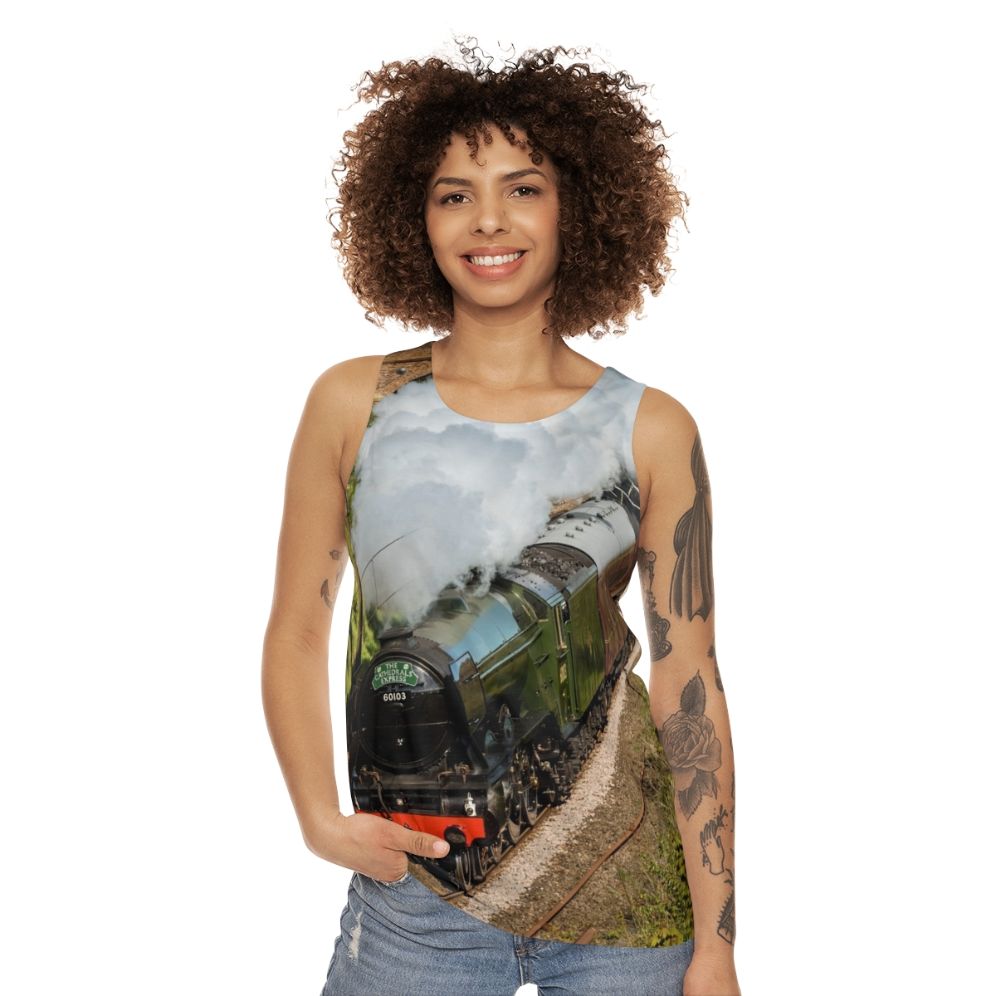 Man wearing The Classic Flying Scotsman Unisex Tank Top - women